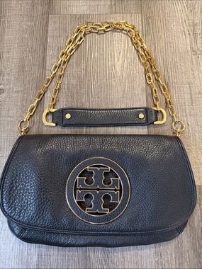 Tory Burch Black X-Body Bag with Gold Chain